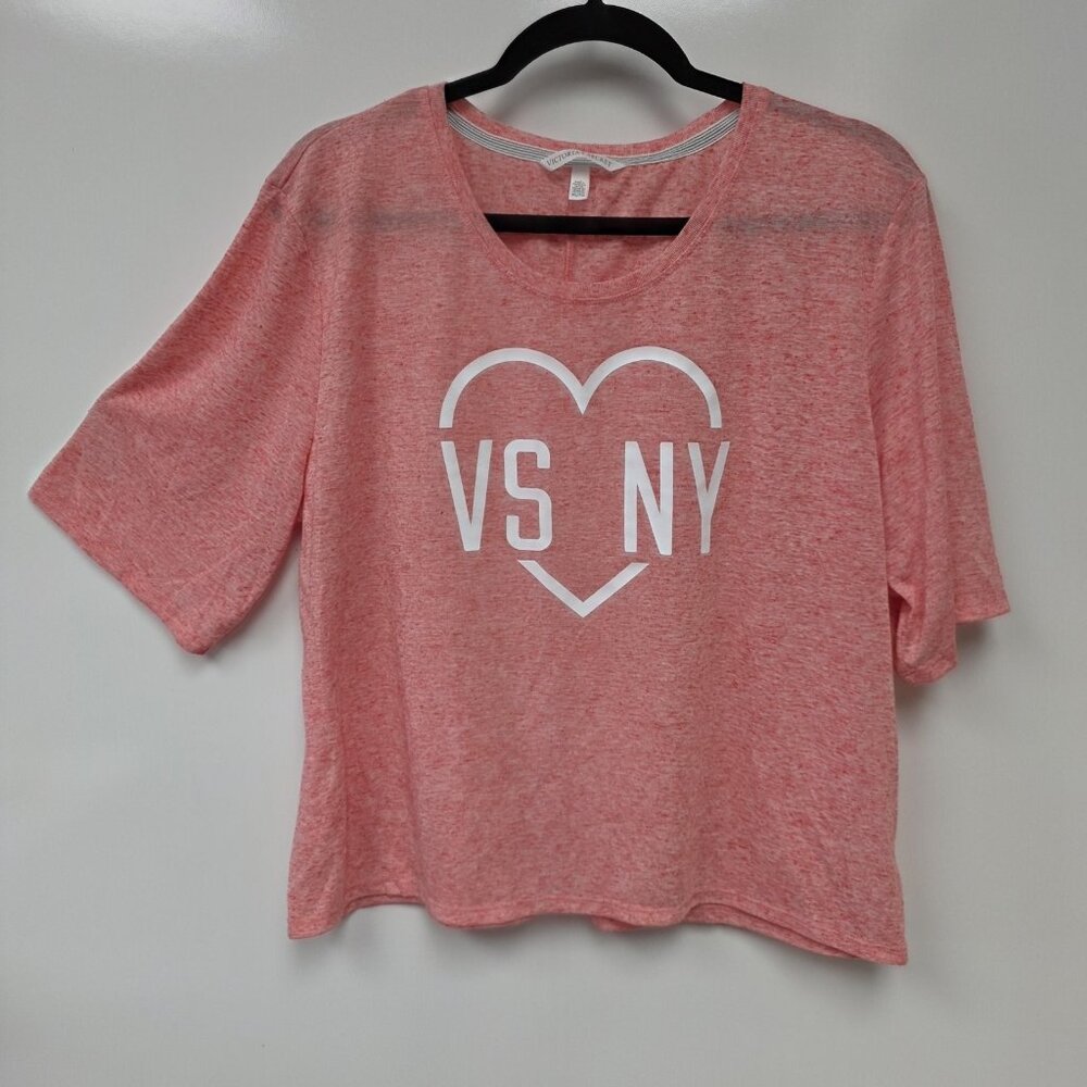 Victoria's Secret Shirt Womens XL Pink VS NY Heart Graphic Scoop Neck Tee Top